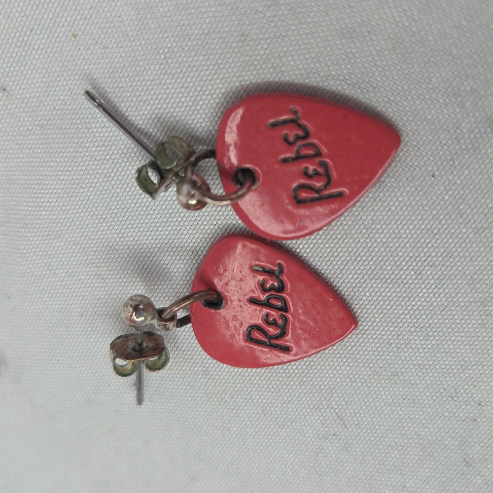 Guitar Pic Pink Rebel Earrings CLAIRES Vintage Y2k Jewelry